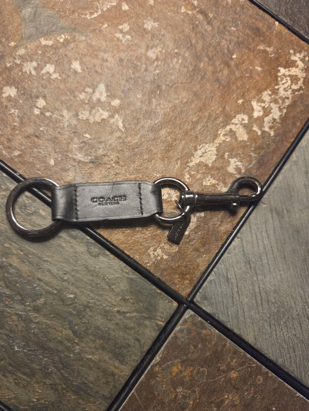 Rare Black Coach Trigger Snap Leather Key Fob Keychain Unisex Limited Edition #2